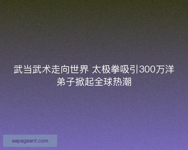 武当武术走向世界 太极拳吸引300万洋弟子掀起全球热潮