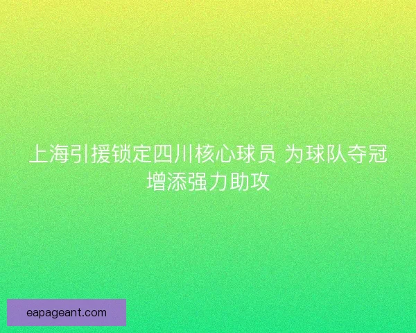 上海引援锁定四川核心球员 为球队夺冠增添强力助攻 上海引援锁定四川核心球员 为球队夺冠增添强力助攻