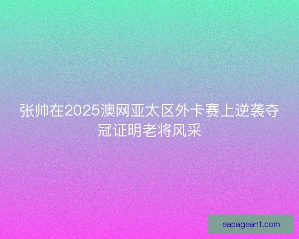 张帅在2025澳网亚太区外卡赛上逆袭夺冠证明老将风采