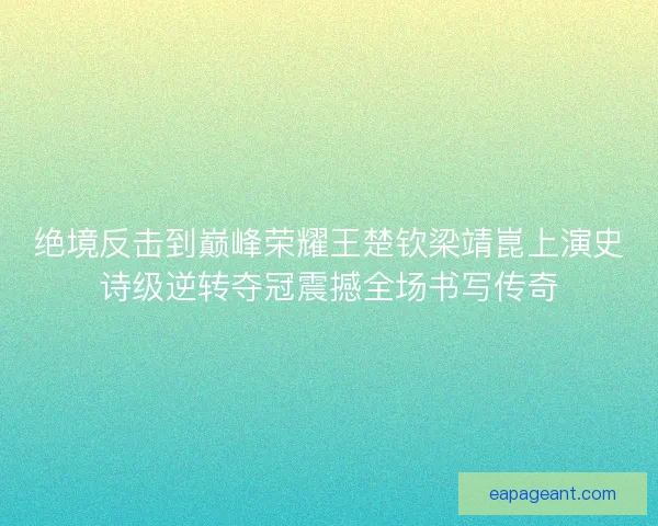 绝境反击到巅峰荣耀王楚钦梁靖崑上演史诗级逆转夺冠震撼全场书写传奇